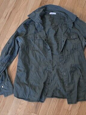 Olive Green Button-Down Utility Shirt
